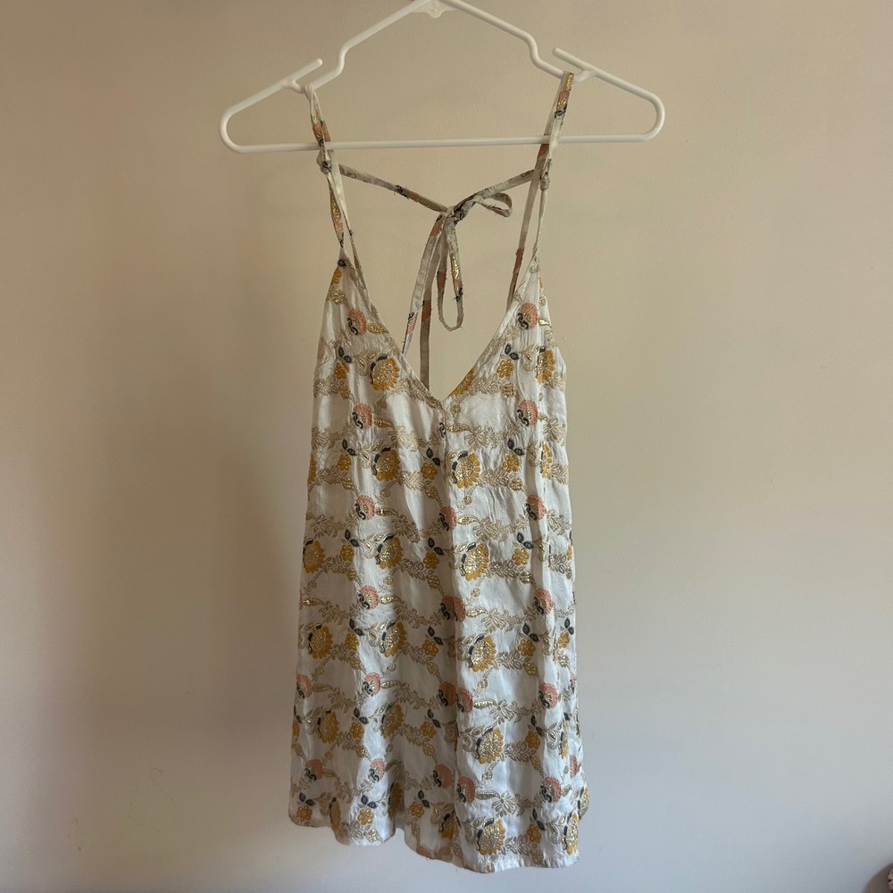 Free people printed shimmer floral chiara playsuit romper XS